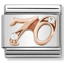 430315/70 Classic NUMBER 70 steel, CZ 9ct Rose gold