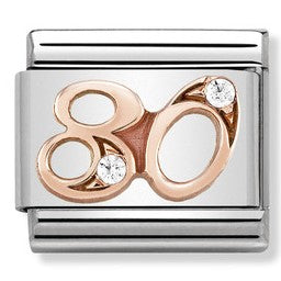430315/80 Classic NUMBER 80 steel, CZ 9ct Rose gold