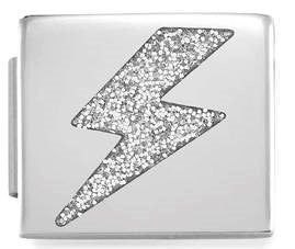 230202/05 Glam steel,enamel Lightning SILVER GLITTER