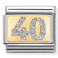 030224/04 Classic GLITTER PLATES, steel, enamel, bonded yellow gold, SILVER Number 40