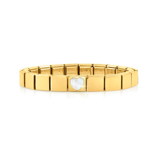 239103/08 GLAM bracelet , 1 symbol, YELLOW GOLD finish Heart WHITE MOTHER OF PEARL