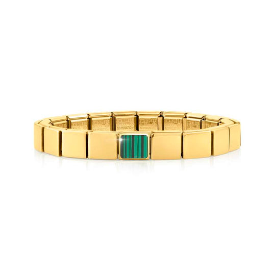239103/11 GLAM bracelet, 1 symbol, YELLOW GOLD finish Square MALACHITE