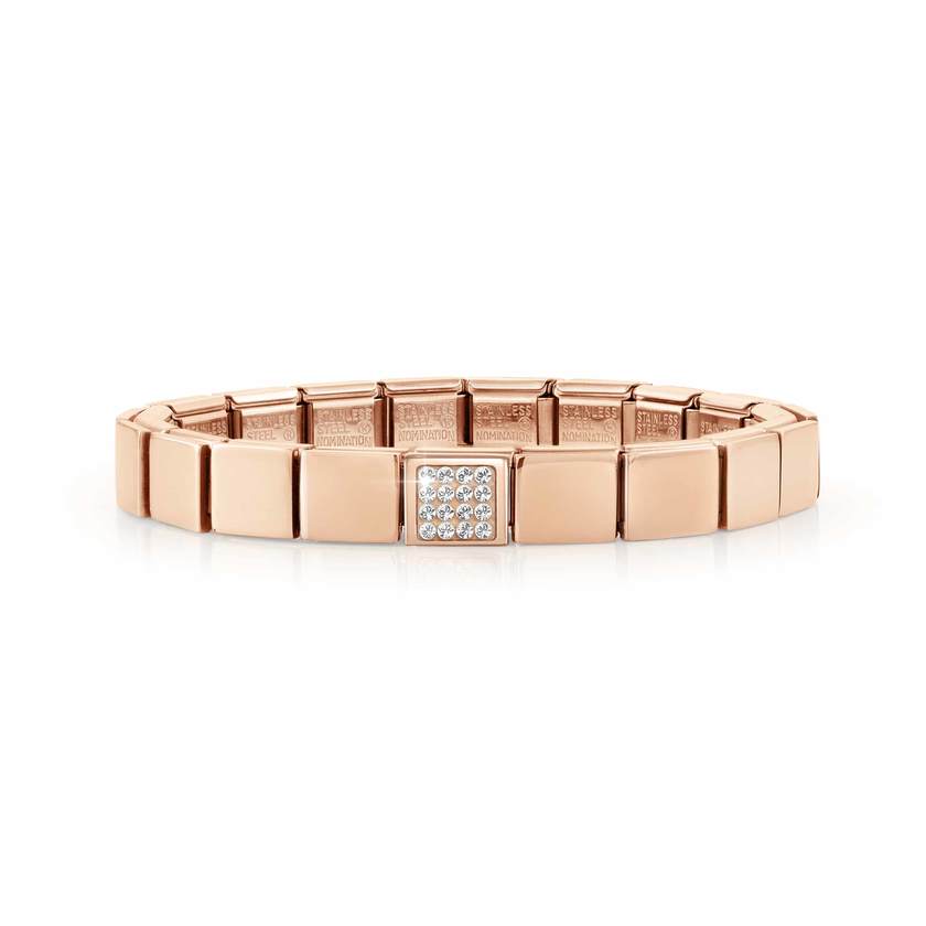 239104/11 GLAM bracelet ,1 symbol ROSE GOLD finish s WHITE  Pave