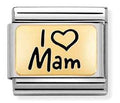 030166/03 Classic PLATES, steel ,bonded yellow gold I Love Mam