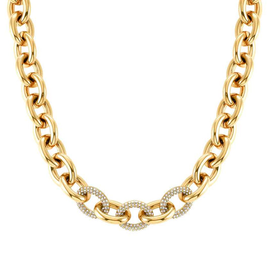 028601/012 AFFINITY necklace,steel & Crystals,Yellow Gold Col. PVD Coating