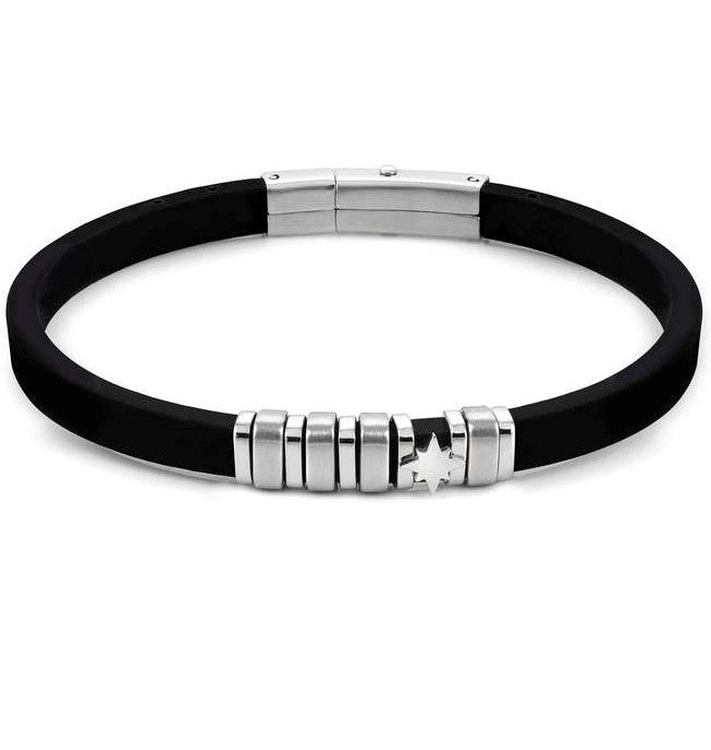 028800/014 CITY bracelet in steel and rubber (014_Wind Rose)