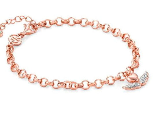 SWEETROCK ROMANCE bracelet,925 silver,CZ,Winged heart Rose gold Plate