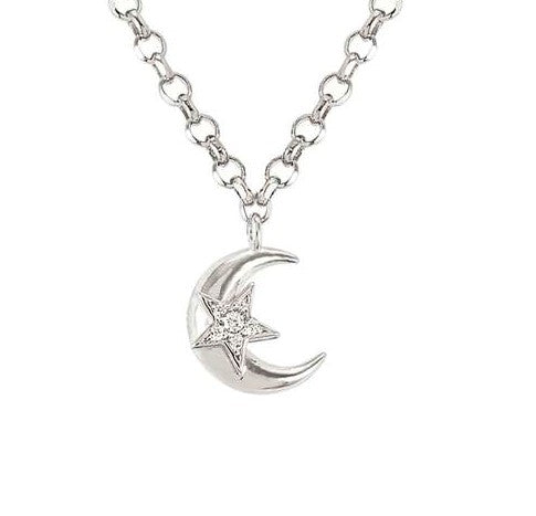 SWEETROCK ROMANCE necklace,925 silver,CZ.Silver Moon