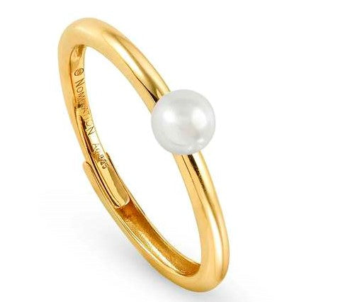 SOUL ring,925 silver,white pearl,Yellow Gold