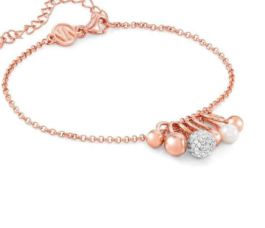 SOUL bracelet,925 silver,CZ, RICH white pearl Rose Gold Plate