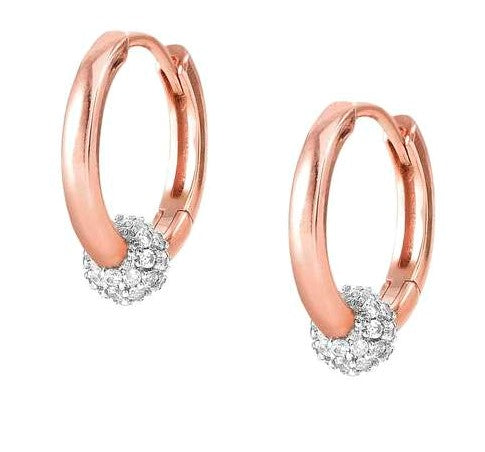 SOUL earrings,925 silver,CZ,CIRCLE,Rose Gold Plate