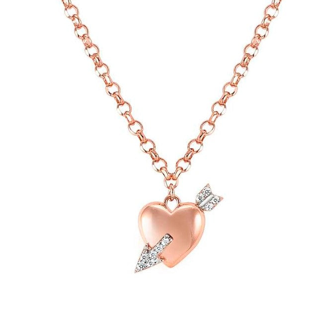 SWEETROCK edition ROMANCE necklace,925 silver edition,CZ,Heart with arrow Rose gold 148022/072