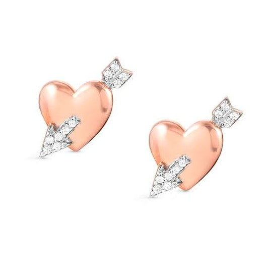 SWEETROCK edition ROMANCE earrings,925 silver edition,CZ,Heart with arrow Rose gold 148024/072