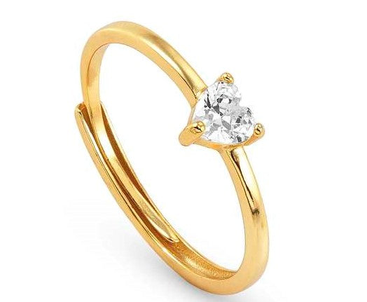 SENTIMENTAL ring,925 silver,CZ,,Yellow Gold Plated Heart