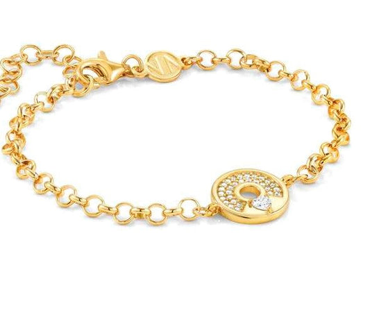SENTIMENTAL bracelet,925 silver,CZ,Yellow Gold Plated Heart