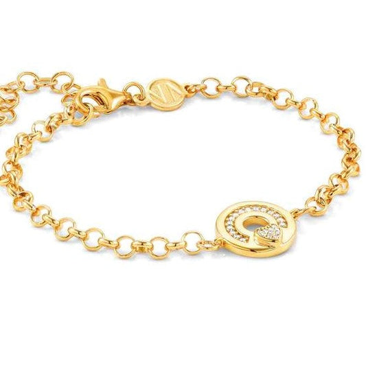 SENTIMENTAL bracelet,925 silver,CZ, PAVE',Yellow Gold Plated Heart