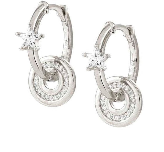 SENTIMENTAL earrings,925 silver,CZ, CIRCLE,Star