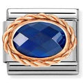 430603/007 Classic OVAL FACETED,RICH SETTING,steel, rose gold.BLUE