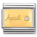 030519/04 Classic MONTH STONE, steel, stones,yellow gold  April DIAMOND