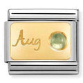 030519/08 Classic MONTH STONE,steel, stones, yellow gold  August PERIDOT