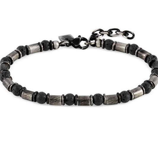 INSTINCT,bracelet, S/Steel & Stones vintage,LAVA STONE 027921/036