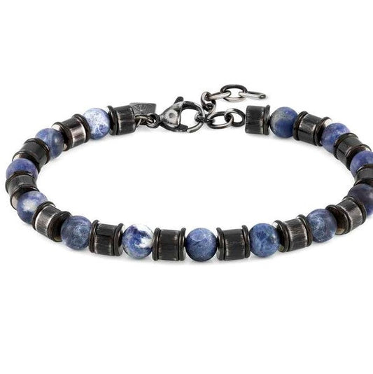 INSTINCT,bracelet, S/Steel & Stones.vintage LARGE SODALITE 027922/034