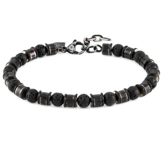 INSTINCT,bracelet,S/Steel &  stones,vintage LARGE LAVA STONE 027922/036