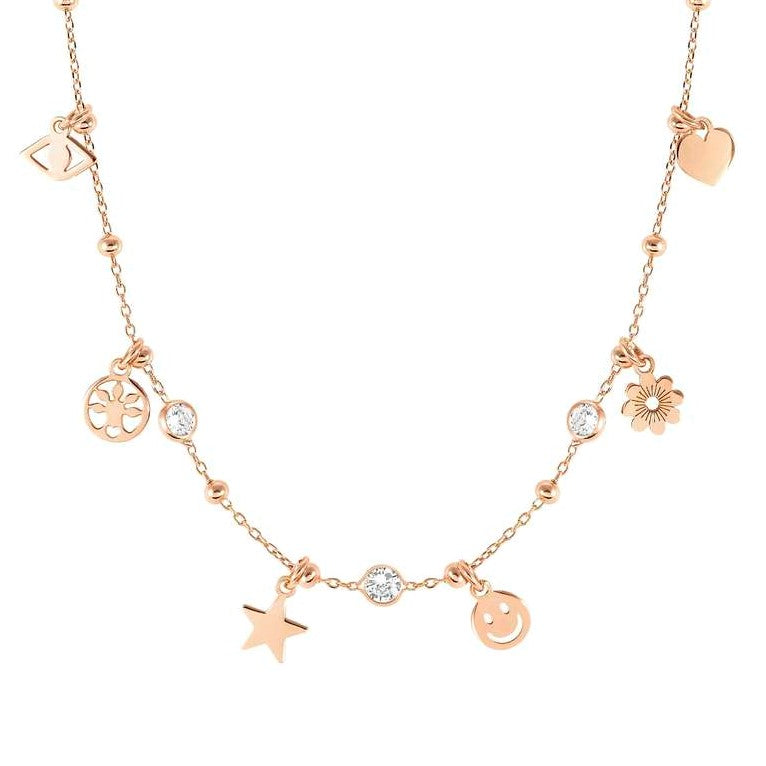 MELODIE series ed, HAPPY in 925 silver,CZ. Mixed LIFE Rose gold 147721/075