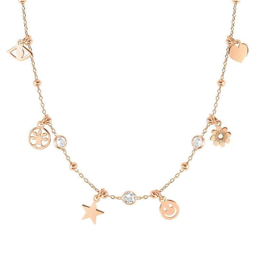MELODIE series ed, HAPPY in 925 silver,CZ. Mixed LIFE Rose gold 147721/075