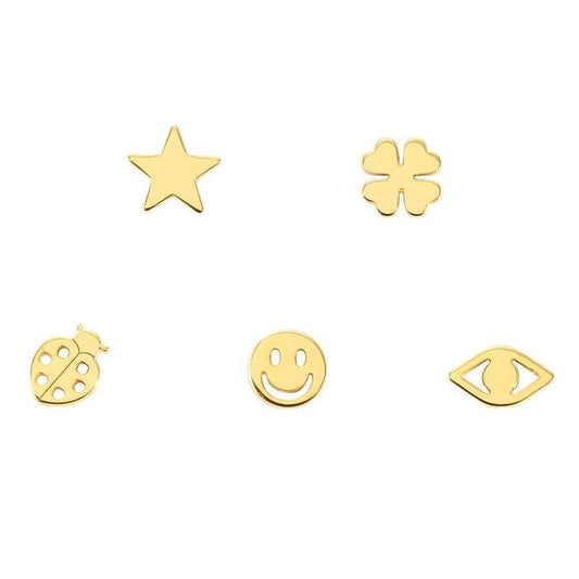 MELODIE earrings kit ed,HAPPY,925 silver,cz,Mixed LUCK Yellow gold 147722/085