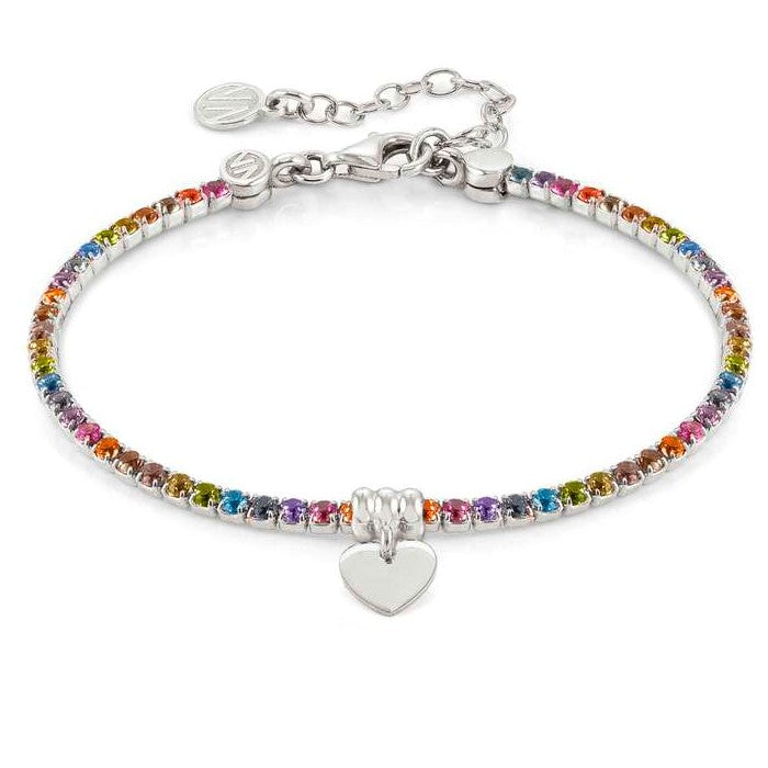 CHIC & CHARM bracelet ed, COLORS, 925 silver, cz.RAINBOW heart 148611/027