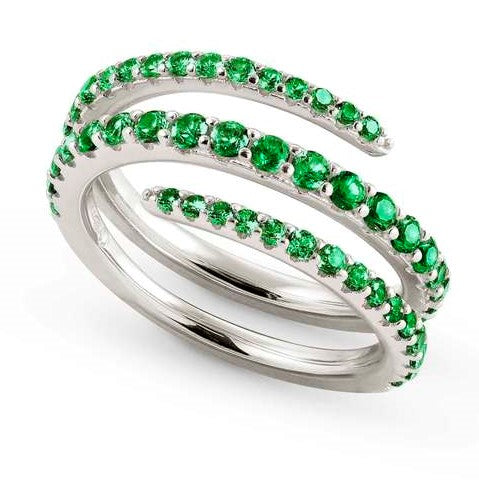 LOVELIGHT ring ,925 silver,CZ,Spiral,GREEN Fin,Size 11 149701/015/004