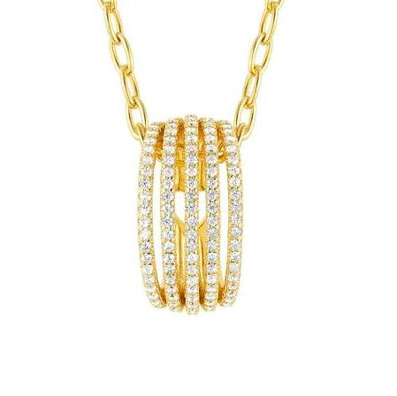 LOVELIGHT necklace in 925 silver and cz (OVAL) (014_WHITE Fin, Yellow gold)