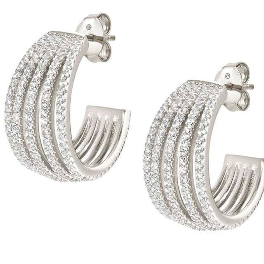 LOVELIGHT earrings in 925 silver and RICH cz (OVAL) (008_WHITE Silver finish)