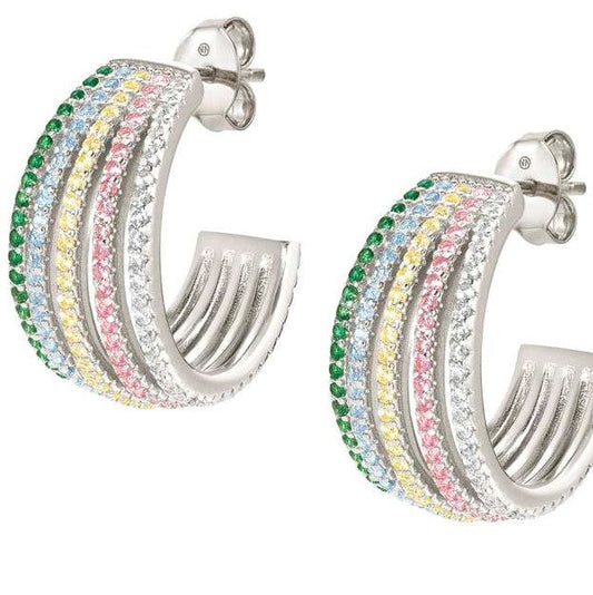 LOVELIGHT earrings in 925 silver and RICH cz (OVAL) (023_RAINBOW Fin, Silver)