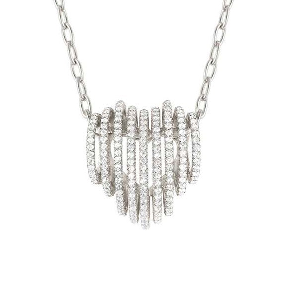 LOVELIGHT necklace in 925 silver and cz (HEART) (E) (008_WHITE Silver finish)