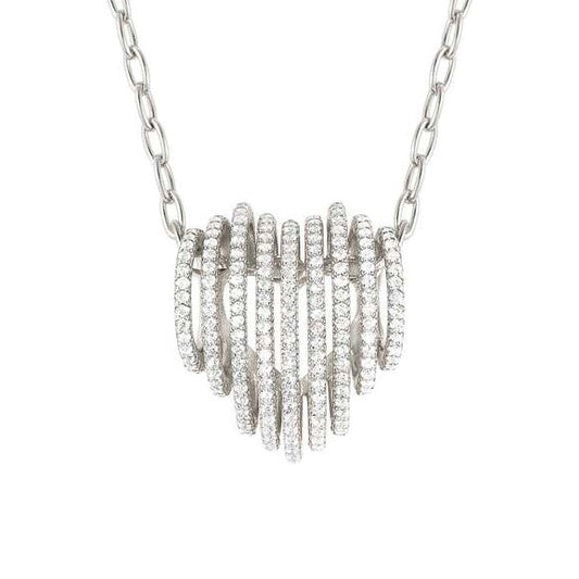 LOVELIGHT necklace in 925 silver and cz (HEART) (E) (008_WHITE Silver finish)