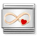 430202/12 Classic ,S/steel, enamel,Bonded Rose Gold Infinity Red Heart