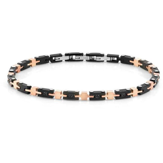 STRONG bracelet ed. steel, 8 diamonds Black and Rose Gold 028316/029