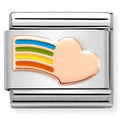 430202/16 Classic ,S/steel, enamel,Bonded Rose Gold Rainbow Heart