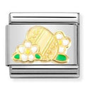 030272/77 Classic steel, enamel, 18k gold Easter egg with flowers