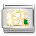 030272/79 Classic  steel, enamel , 18k gold WHITE Camellia