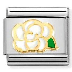 030272/79 Classic  steel, enamel , 18k gold WHITE Camellia