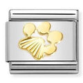 030149/44 Classic steel, 18k gold Diamond-coated dog paw print