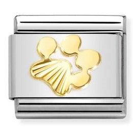 030149/44 Classic steel, 18k gold Diamond-coated dog paw print