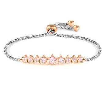 MILLELUCI COLOUR ed. Bracelet, steel , crystals STAR PINK