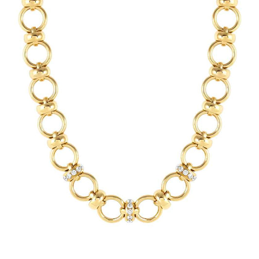 UNCONDITIONALLY necklace , steel, CZ Yellow Gold