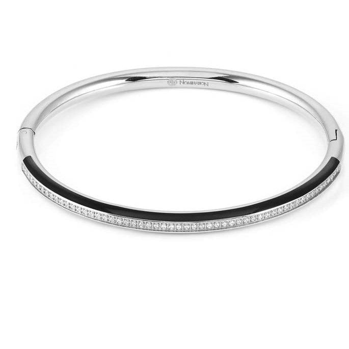 DRUSILLA bracelet, steel, CZ, enamel LARGE RIGID BLACK