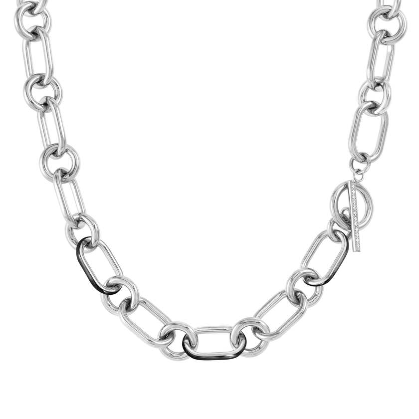 DRUSILLA necklace, steel, CZ. enamel BLACK