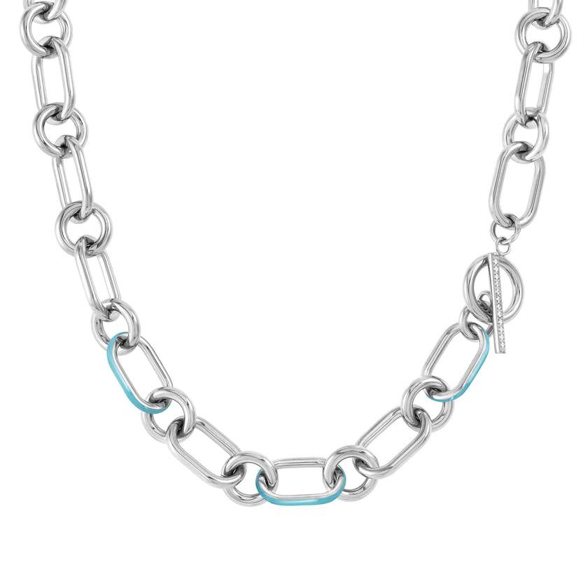 DRUSILLA necklace, steel, CZ. enamel